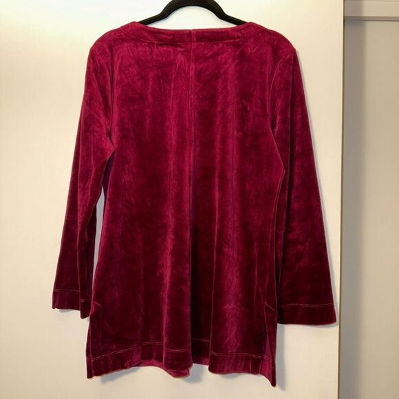 Talbots Women’s Velvet Long Sleeve Tunic Dark Raspberry Pink Red Size MP NWT - Picture 6 of 11